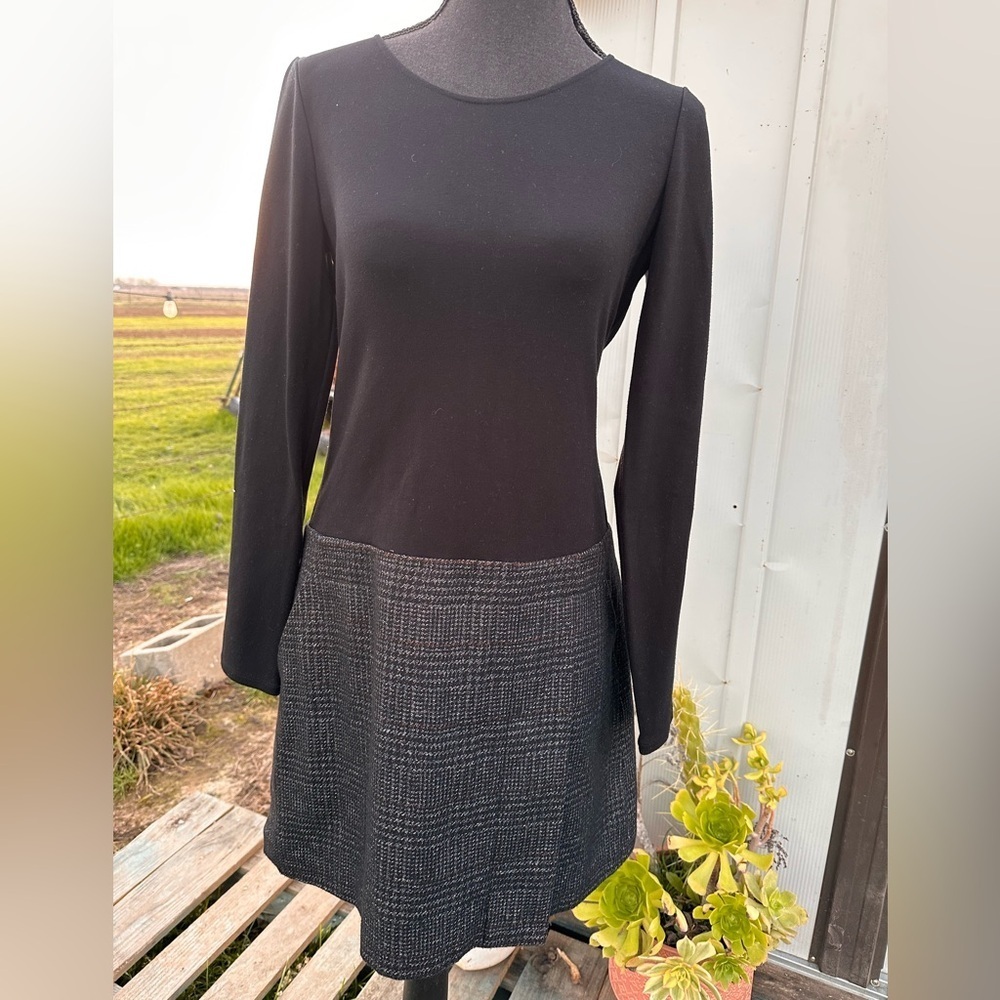 THEORY WOMENS DRESS BOWMONT 54%VIRGIN WOOL LONG‎ SLEEVE BLACK NWOT 8